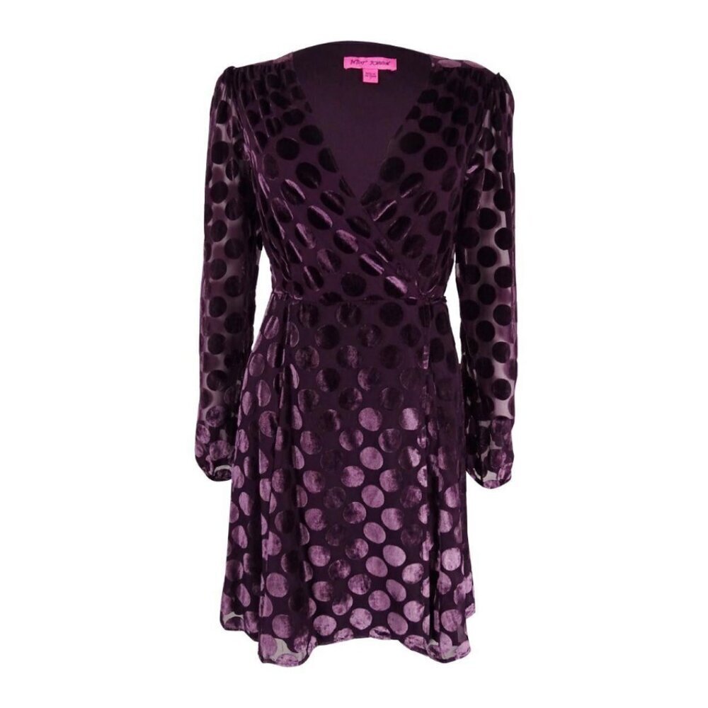 Betsey Johnson Velvet Wrap Mini Dress Velvet Whimsical Fall Winter Wedding Guest